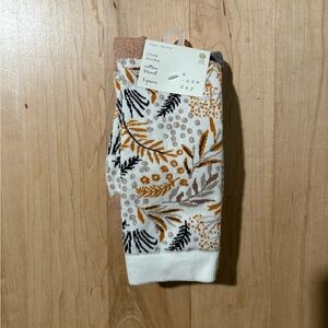 A New Day Flora & Striped Crew Socks - Gray, Mustard, White